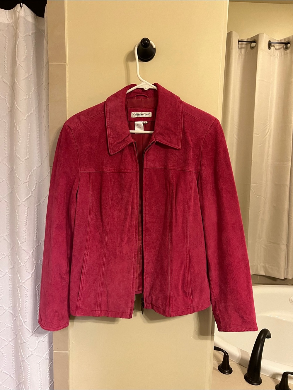 Coldwater Creek Raspberry Pink Suede Zip Jacket